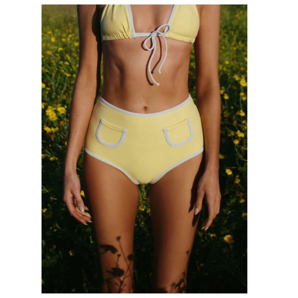 NEW Montce Polly Terry High-Rise Boyshort Bikini Bottoms Size Small